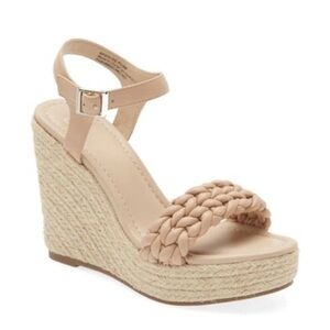 BP Goldie Braided Wedge Sandal in beige sand